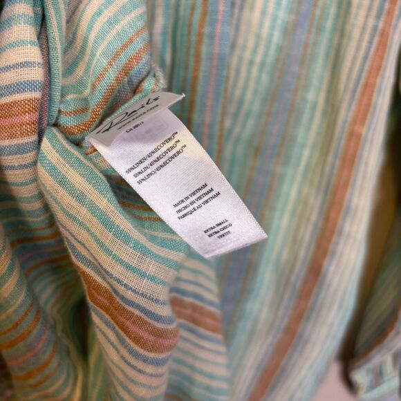 Rails Green with Orange, Pink, and Blue Striped Long Sleeve Blouse Top XS - Picture 6 of 6